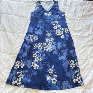 Womens Size XL Blue Floral Sleeveless Maxi Dress Summer Beach Classic Hippie